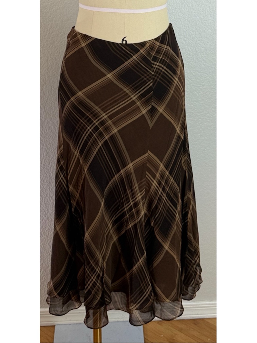 Lauren Ralph Lauren Brown Plaid Midi Skirt